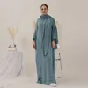 Ethnische Kleidung Ramadan Kapuzen-Abaya mit integriertem Schleier Niqab Gebetskleid Muslim Eid Lose Abayas für Frauen Kaftan Hijab Robe Islam Dubai