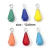 Charmes 10 pièces 304 en acier inoxydable Double face goutte émaillée paillettes pendentifs pour bricolage fabrication de bijoux collier résultats 12x5mm