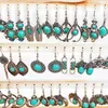 Gioielli 10/20 paia/lotto orecchini a goccia di pietra blu boemia per donne miste all'ingrosso antico siery fascino orecchini turchesi gioielli