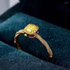 Cluster Ringe S925 Silber Moderne Mode Frauen Hochzeit Gold Farbe CZ Stein Luxus Trendy Verlobungsband Vorschlag Ring Statement Schmuck