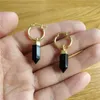 Dangle Earrings FUWO Wholesale Natural Obsidian Point Golden Plated Handmade Faceted Black Crystal Women Jewelry 5Pairs/Lot ER120