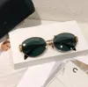 Mulheres Triomphe Oval Frame Sunglasses 40235 Mulheres Metal Espelho Pernas Lente Verde Óculos De Sol Retro Pequeno Quadro Redondo Sexy Little Women Com Caixa Original