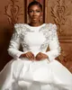 A Line White Wedding Dress Crystal Beading Hi Lo Bridal Gowns Summer Princess Puffy Long Sleeve Bride Dresses ng es
