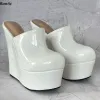 Rontic High Quality Women Platform Mules Pumpar Sexiga kilar klackar runt tå ganska vita casual skor damer oss plus storlek 5-20