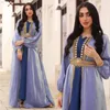 Etnische kleding Moslim Satijnen Kimono Abaya Set Marokkaanse Kaftan Arabische Jurk Chique Lantaarnmouwen Gewaad Met Riem Avondsets