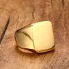 Mannen Club Pinky Signet Ring Gepersonaliseerde Sierlijke Roestvrij Stalen Band Klassieke Anillos Gold Tone Mannelijke Sieraden Masculino Bijoux2995