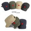 Bonés Chrlck Casual Algodão Flat Top Hat Ajustável Pentagrama Militar Caps Homens Mulheres Cadete Exército Cap Design Único Vintage Quatro Estações