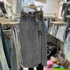 Kjolar kvinnors front slits blå denim kjolfickor hög midja smala dragkedja midi jeans 2024 kvinnlig casual streetwear p1230