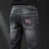 Men's Jeans Designer Autumn and winter new grey jeans, men's slim fit, straight tube, elastic middle waist, casual versatile pants, Chao brand pants SPN5