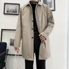 Trench da uomo Vestibilità ampia Risvolto lungo Giacca a vento monopetto Giacca alla moda Cappotto con bottoni da ufficio Abbigliamento da uomo oversize