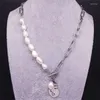Hänghalsband 2024 sötvatten pärlor rostfritt stål silverfärg kärlek ansikte chocker halsband kvinnor mode smycken bijoux femme n3556s01