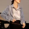 Damesblouses Stijlvolle blouse voor een chique uitstraling Mode Satijnen overhemden met knopen Tops Lente Zomer Blusa Mujer