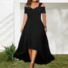 Casual Dresses Flowy Long Dress Elegant Off-shoulder Summer With Flared Hem For Women V-neck Slim Fit Party Wear