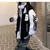 Deeptown Vintage Bomberjacke Frauen Harajuku Mode College Uniform Varsity Baseball Jacken Weibliche Übergroße Y2k Streetwear 240109