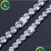 Tennis Hip Hop Bijoux Diamant Tennis Bracelet Glacé Chaînes Hommes Bracelets De Luxe Designer Bracelet Amour Cadeaux De Mariage 1Row 10Mm Dro Otzcm