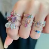 Cluster Rings Karachi S925 Sterling Silver Ring For Female Niche Instagram Fashion Light Luxury Water Drop Love Colored Zircon