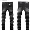 Jeans pour hommes Mode Streetwear Hommes Biker Jeans Homme Hommes Moto Slim Fit Noir Moto Haute Qualité Denim Pantalon Joggers Slim Men Jeans T240109