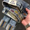 Jeans pour hommes Harajuku Casual Printemps et Automne Denim Crayon Pantalon Bleu Haut de gamme Marque de mode Slim Luxe Droit Cargo