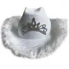 Bérets Vintage Country Western Fedora Chapeau Cowgirl Garnitures En Fourrure Pour La Fête Po Accessoires Headwaer Cadeaux