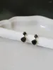 Orecchini a bottone originali in argento sterling 925 con cristallo rotondo nero per piercing da donna, accessori di gioielli eleganti di lusso all'ingrosso