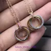 Collana di pneumatici per auto Acciaio al titanio Classico per donna Moda oro tre anelli colore diamante separazione rosa clavicola moda donna con scatola originale Pan YJ