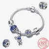 Bijoux en argent Sterling Moment Bracelet ensemble bleu itinérance galaxie Murano Bracelet fille déclaration mode charme bijoux cadeau