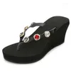 Zapatillas bajas en una cuña Glitter Slides Zapatos Mujer 2024 Chanclas de goma Tacones Pantofle Moda Jelly Hawaiian High Luxury