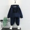 Hiver bébé garçons polaire sweat à capuche pantalon de survêtement enfants survêtement enfants 2 pièces tenues vêtements étudiants Jogger pantalon de survêtement ensembles 1-12 ans 240108