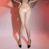 Meias femininas 20d óleo brilhante cintura alta meia-calça suave brilhante anti gancho meias sexy fino transparente collants pólo dança clubwear