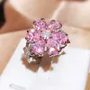Cluster Rings New Exquisite 925 Silver Rings for Women Shine Pink Cubic Zirconia Elegant Cherry Blossom Flower Wedding Bridal Trendy Jewelry YQ240109