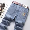 Jeans masculinos designer marca jeans masculino solto tubo reto outono b família de meia-idade casual calças compridas finas na moda bordado drcz