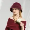 Berets Lady Fedoras Wool Hat Female Fashion Dome British Veil Cap Winter Warm Mesh Headwear A06