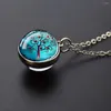 Pendant Necklaces Tree Image Necklace Spherical Double-sided Glass Material Different Shapes And Colors Of Friends Gathering Gifts