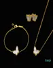 18K Gold Fashion Classic Sweet 4Four Leaf Clover Butterfly Armband Ohrringe Halskette Schmuckset für S925 Silber Van WomenGirls9790647