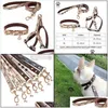 Dog Collars Leashes Step In Harness Designer Dogs Collar Set Classic Plaid Leather Pet Leash For Small Medium Cat Chih Drop Delivery H Otrij