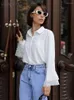 Frauen Blusen Weiß Chiffon Patchwork Spitze Shirts Elegante Frauen Drehen Unten Kragen Chic Und Tops Frühling 2024 Taste Damen