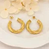 フープイヤリング304L高品質ステンレススチールファッション女性レアル18K PVDメッキC字型耳アクセサリー抗アレルギー