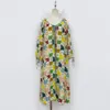 1.9 Wakacyjny Vintage Silk Bawełna luźna luźna kwiatowa druk koronkowy rozdzielenie długiego sukienki Kobiety z podszewką