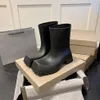 Neue Blcg Trooper Gummistiefel, Paris, quadratische Zehen, schwarz, beige, olivgrau, Designer-Regenstiefel, luxuriöse Außensohle, verschleißfeste, wasserdichte Damen-Regenstiefel