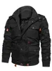 Effen Dikke Rits Cargo Jassen Voor Mannen Stand Kraag Muti Pocket Lange Mouw Heren Kleding Herfst Winter Warme Overjassen man 240108