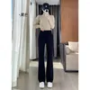 Pantalon femme hiver épais chaud velours doublure velours côtelé femmes mode droite élastique taille haute noir kaki femme pantalon