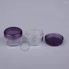Bouteilles de stockage 70 x 5g Pot de crème en plastique de haute qualité 5cc vide PS bouteille cosmétique conteneurs de couvercle violet pour boîte d'échantillon d'art d'ongle