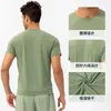 Yoga Outfit Printemps et été Hommes Lâche Courir Vêtements à séchage rapide Col rond T-shirt Absorbant Respirant Fitness Sports Casual Court