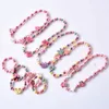 Ensemble de colliers de dessin animé pour enfants, bijoux animaux colorés, perles florales, accessoires de Bracelet à la mode