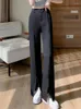 Pantaloni da donna Primavera Estate Vita alta Viola Abito diviso Gamba larga 2024 Pantaloni dritti solidi minimalisti eleganti femminili