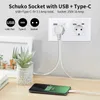 Настенная розетка Bingoelec EU с интерфейсами USB Type-c, сенсорные выключатели света, стеклянная панель, синяя подсветка, сенсорный выключатель 240108