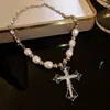 Ожерелья с подвесками, винтажное модное жемчужное ожерелье в стиле хип-хоп для вечеринок для женщин, христианский крест на ключице, женская цепочка в стиле панк для мужчин и подарки