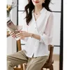 Blusas femininas roupas femininas primavera sólida elegante temperamento trabalho commuting casual solto simples chiffon camisa profissional traje