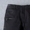 Diseñadores de lujo Jeans angustiados Francia Moda Hombres rectos Biker Hole Stretch Denim Casual Jean Hombres Pantalones flacos Elasticit Marca