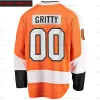 Heren Dames Kinderen 00 Gritty Hockey Jerseys Zwart Oranje Custom Shirt Dames Jeugd Gestikt Jersey 10
